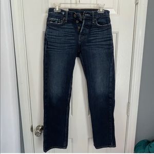 Hollister Men's 26 x 28 Classic Straight Button Fly Denim Blue Distressed Jeans